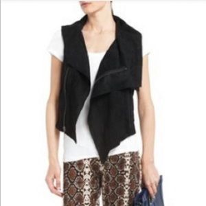 BCBG MAXAZRIA drape Front suede vest